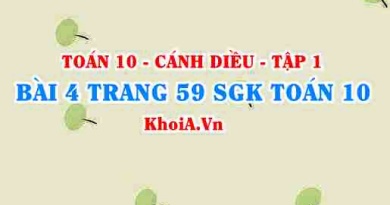 Bài 4 trang 59 SGK Toán 10 tập 1 Cánh Diều